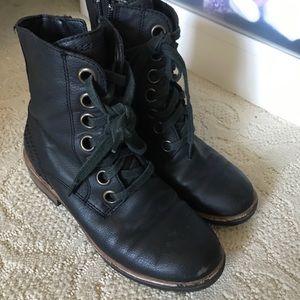 Girls black combat boots